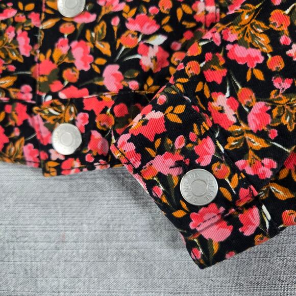 Social Standard by Sanctuary Girls 10/12 Cropped Denim Pink Fall Floral Jacket - Picture 7 of 12